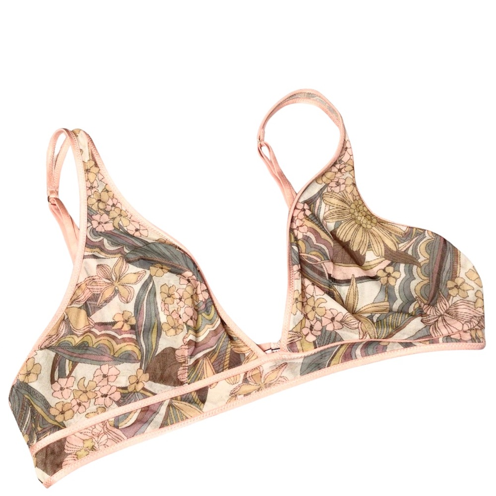 Victoria Secret Peach Floral Mesh Bralette